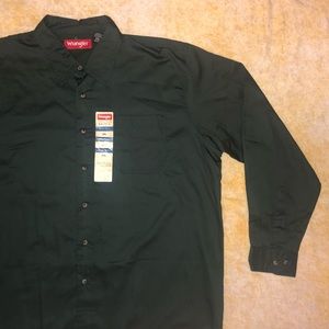 Long Sleeve Dark Green Button Wrangler Shirt